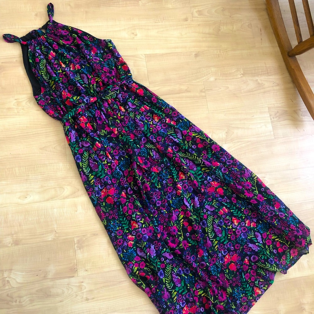 Modcloth Floral Maxi Dress - Black, Purple, Green, Red